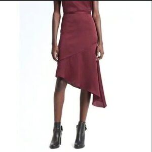 Olivia Palermo x Banana Republic Burgundy Asymmetrical Skirt 8